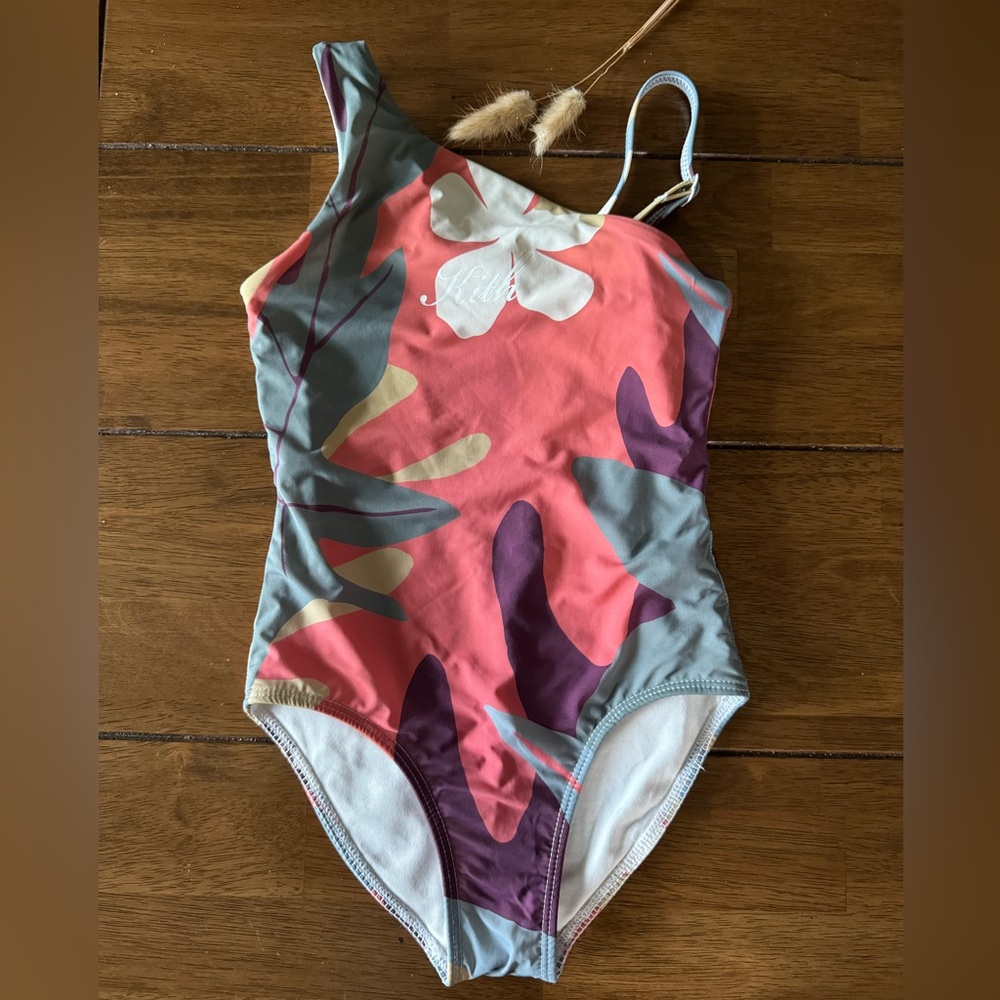 Kith Kids One-Piece Swimsuit in Coral, Sage & Plum Camouflage